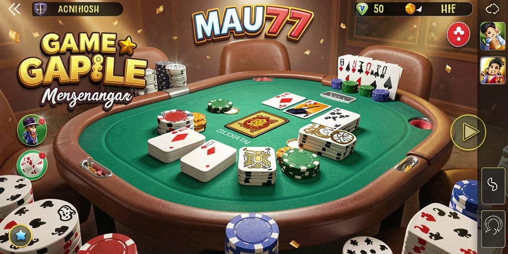 Screenshot MAU777 menampilkan gameplay Gaple yang seru.