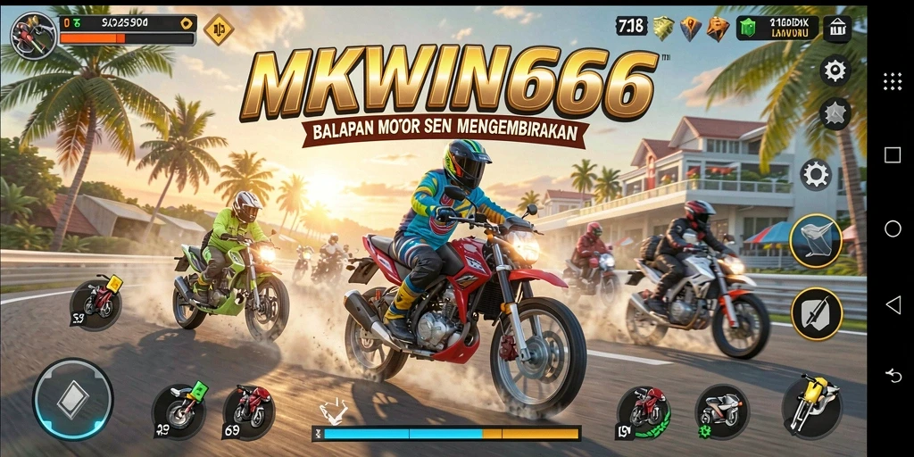 Tampilan gameplay yang menegangkan dalam balapan motor MKWIN666.