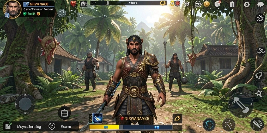 Screenshot gameplay NIRWANA88 menunjukkan dunia virtual yang kaya dan interaktif.