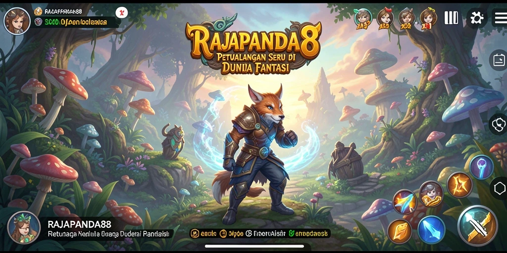 Tangkapan layar utama menunjukkan pertarungan seru di dunia fantasi.