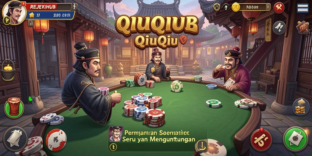 Screenshot utama menunjukkan gameplay seru QiuQiu REJEKIHUB.
