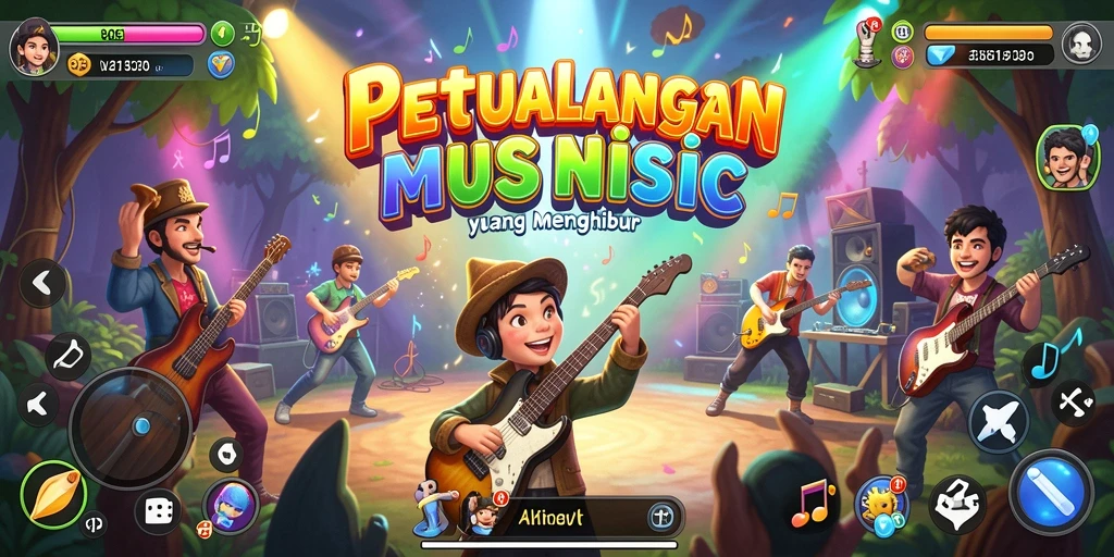 Tangkapan layar <strong>V21</strong> yang menunjukkan gameplay seru dengan iringan musik.