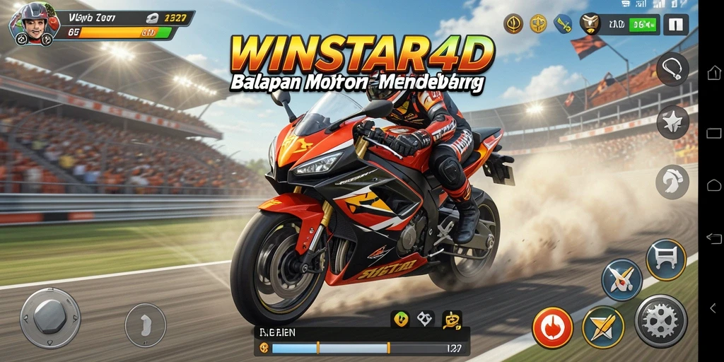 Gambar menampilkan aksi balapan motor yang mendebarkan di WINSTAR4D.